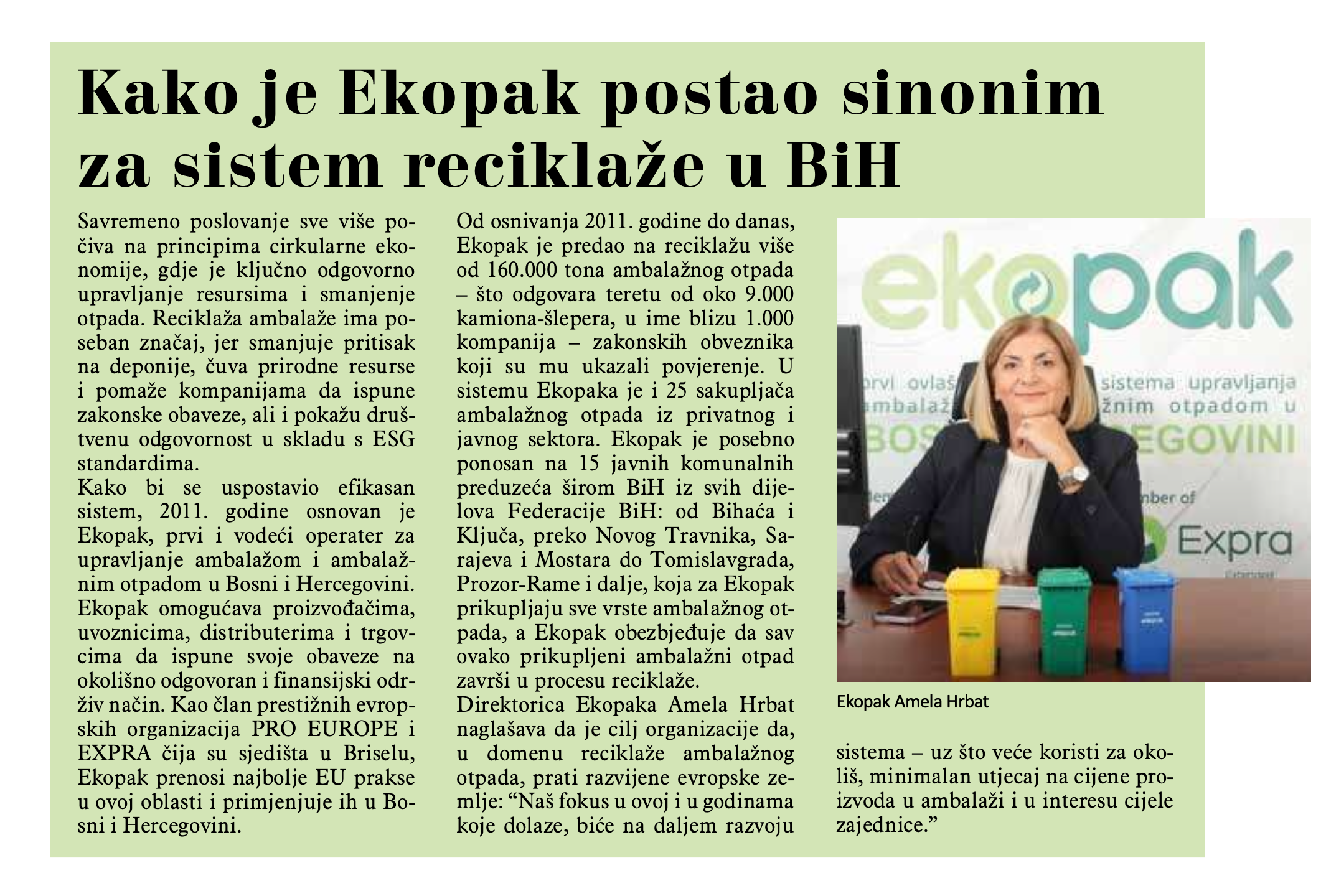 Ekopak u Avazu: Kako je Ekopak postao sinonim za sistem reciklaže u BiH