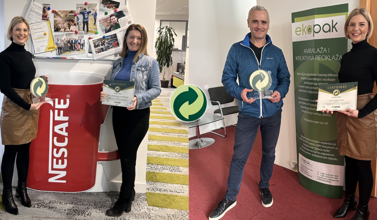 Green dot certificate for Nestle Adriatic BH and Avon Cosmetics BH