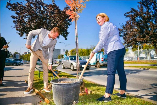 Ekopak planted a row of friendship trees in Banja Luka: Mayor Draško Stanivuković and managing director of Ekopak Amela Hrbat planted the first tree